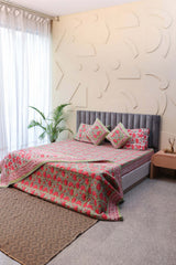 Whispering Meadows Hand Block Print Premium Bed Linen Set (6 Pieces)