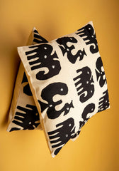 Funky Fusions Applique Work Cotton Cushion Cover