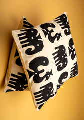 Funky Fusions Applique Work Cotton Cushion Cover