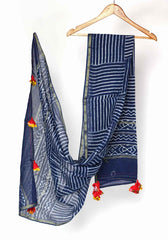 Comely Ardour Cotton Silk Hand Block Printed Chanderi Dupatta