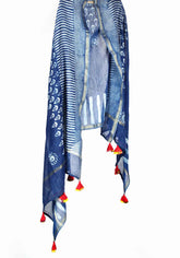 Lucid Serenity Cotton Silk Hand Block Printed Chanderi Dupatta
