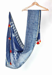 Lucid Serenity Cotton Silk Hand Block Printed Chanderi Dupatta