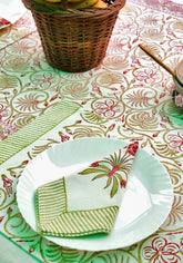 Maroon Mash Hand block Print Placemat & Napkin Set
