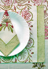 Maroon Mash Hand block Print Placemat & Napkin Set