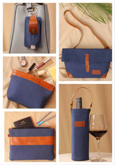 Hobo Canvas Fabric Sling Bag + Cinereal Bottle Case + Ornate Canvas Fabric Multiutility Pouch + Sand Dust Canvas Fabric Travel Pouch + Peachy Pun