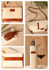 Fendi Canvas Fabric Sling Bag + Pastoral + Misty Canvas Fabric Multiutility Pouch + Spiral Print Canvas Fabric Multiutility Pouch + Ivory Tusk