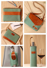 Aurora Canvas Fabric Sling Bag + Moma Canvas Fabric Multiutility Pouch + Vintage Vyom Canvas Fabric Multiutility Pouch + Claret Bottle Case + Misty Magic