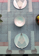 Pearly Pink Hand block Print Placemat & Napkin Set