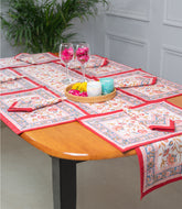 Calm Oasis hand block print premium cotton Table runner + placemat napkin set