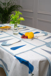 Whispers of hand block print premium cotton table cover + placemat napkin set