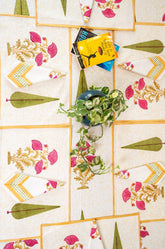 Regal Patterns hand block print premium cotton table cover + placemat napkin set