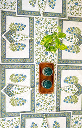 Elegant Impressions hand block print premium cotton table cover + placemat napkin set