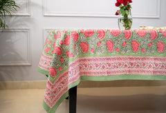 Whispering Meadows Hand Block Print Prermium Cotton Table Cover