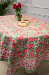 Whispering Meadows Hand Block Print Prermium Cotton Table Cover