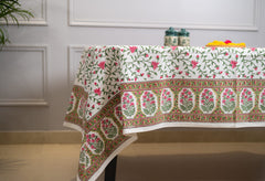 Serene Garden Hand Block Print Premium Cotton Table Cover