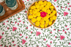 Serene Garden Hand Block Print Premium Cotton Table Cover
