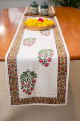 Serene Garden hand block print prermium cotton Table runner