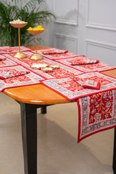 Royal Jaipur Harmony - hand block print premium cotton Table runner + placemat napkin set