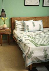 Bluebell Hand Block Print Bedsheet + Cushion Cover + Dohar