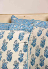 Cyan Melody Hand Block Print Cotton Cushion Cover