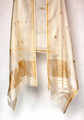 Dewy Freshness Silk Cotton Hand Woven Chanderi Dupatta