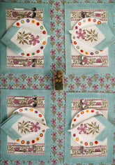 Fancy Vine Hand Block Print Placemat & Napkin Set