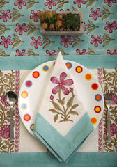 Fancy Vine Hand Block Print Placemat & Napkin Set