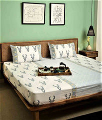 Muscari Bedsheet Premium Cotton Hand Block Print Bedsheet