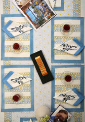 Muscari Hand Block Print Placemat & Napkin Set