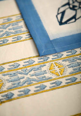 Hand Block Print Muscari Table Cover and Placemat & Napkin Set