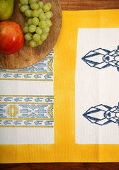 Hand Block Print Muscari Table Runner and Placemat & Napkin Set