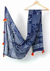Mushy Maple Cotton Silk Hand Block Printed Chanderi Dupatta