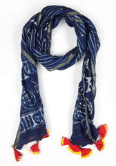 Mushy Maple Cotton Silk Hand Block Printed Chanderi Dupatta