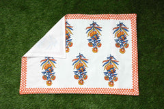 Tangerine Skie Premium Cotton Hand Block Print Bedsheet