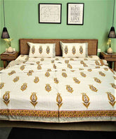 Olive Grace Bedsheet Premium Cotton Hand Block Print Bedsheet