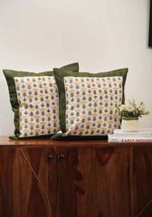 Olive Grace Hand Block Print Cotton Cushion Cover