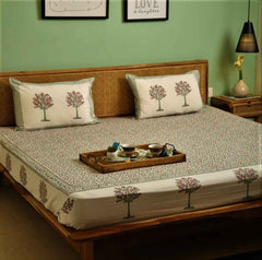 Sea Chase Bedsheet Premium Cotton Hand Block Print Bedsheet