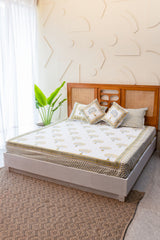 Heritage Blooms Hand Block Print Premium Cotton Bedsheet with 2 Pillow Covers & 2 Cushion Covers