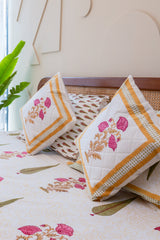 Regal Patterns Hand Block Print Premium Cotton Bedsheet with 2 Pillow Covers & 2 Cushion Covers