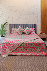 Whispering Meadows Hand Block Print Premium Bed Linen Set (6 Pieces)