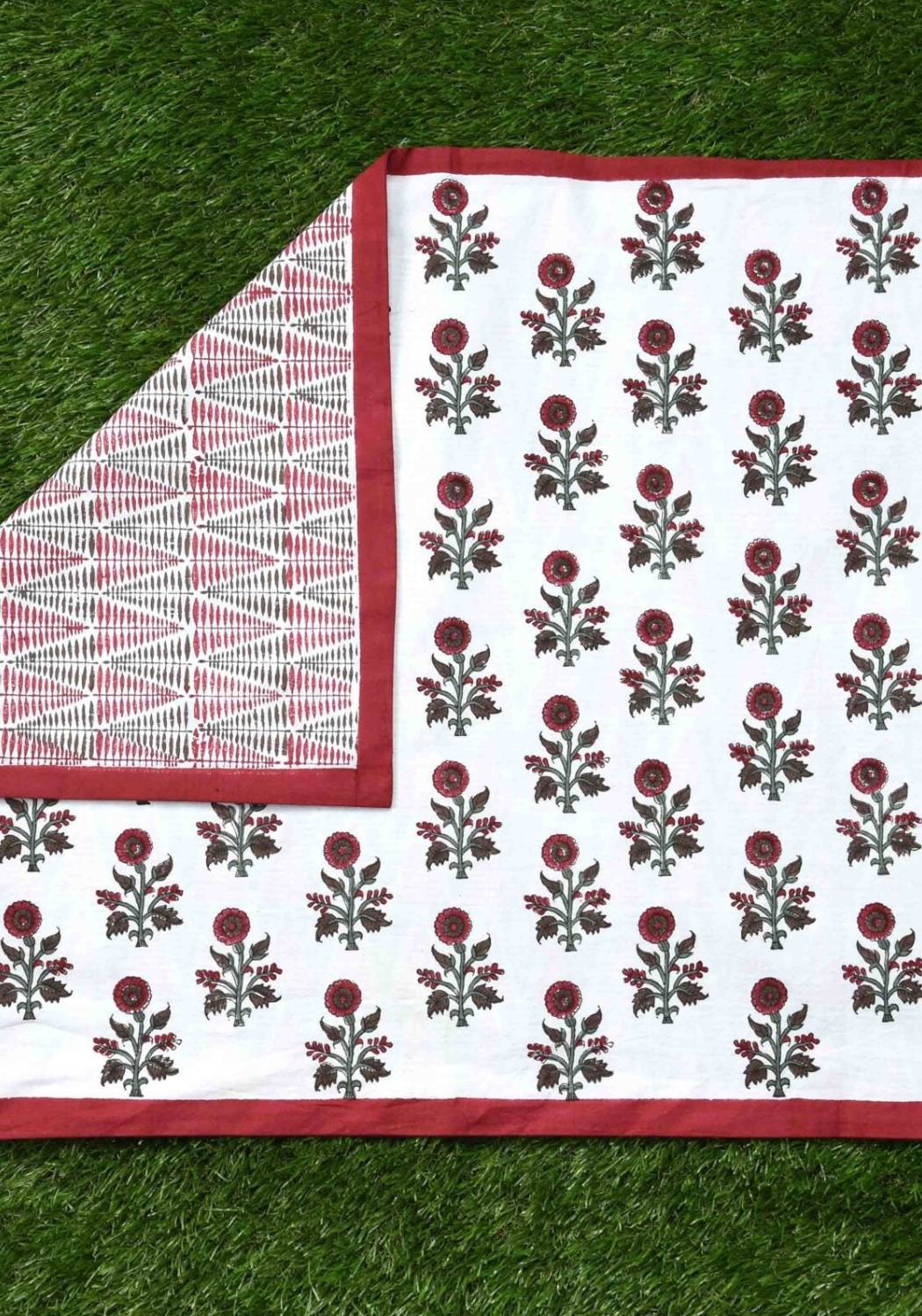 Cherry Blossom Premium Cotton Hand Block Print Bedsheet
