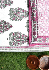 Gul-e-Bahaar Premium Cotton Hand Block Print Bedsheet