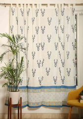 Muscari Hand Block Print Cotton Curtain