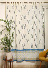 Muscari Hand Block Print Cotton Curtain