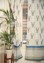 Muscari Hand Block Print Cotton Curtain