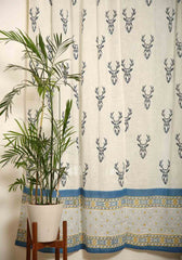 Muscari Hand Block Print Cotton Curtain