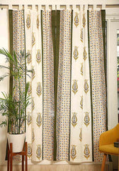 Olive Grace Hand Block Print Cotton Curtain