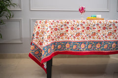 Calm Oasis Hand Block Print Premium Bed Linen Set (6 Pieces) + Dinning Set