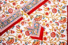 Calm Oasis hand block print premium cotton table cover + placemat napkin set