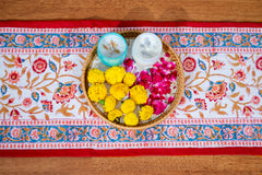 Calm Oasis Hand Block Print Premium Cotton Table Runner
